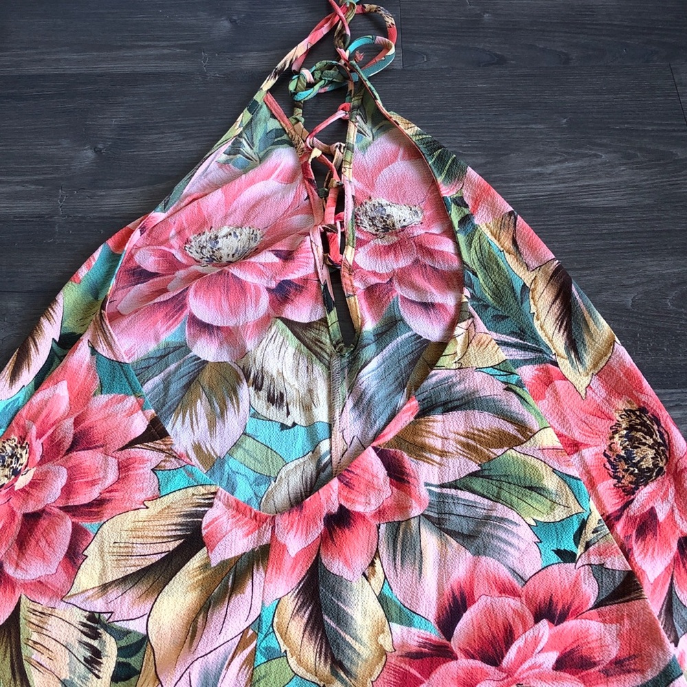 Show Me Your Mumu Lo Lace Up Mini Dress Swim Coverup Beach Tropical Medium - Picture 7 of 13